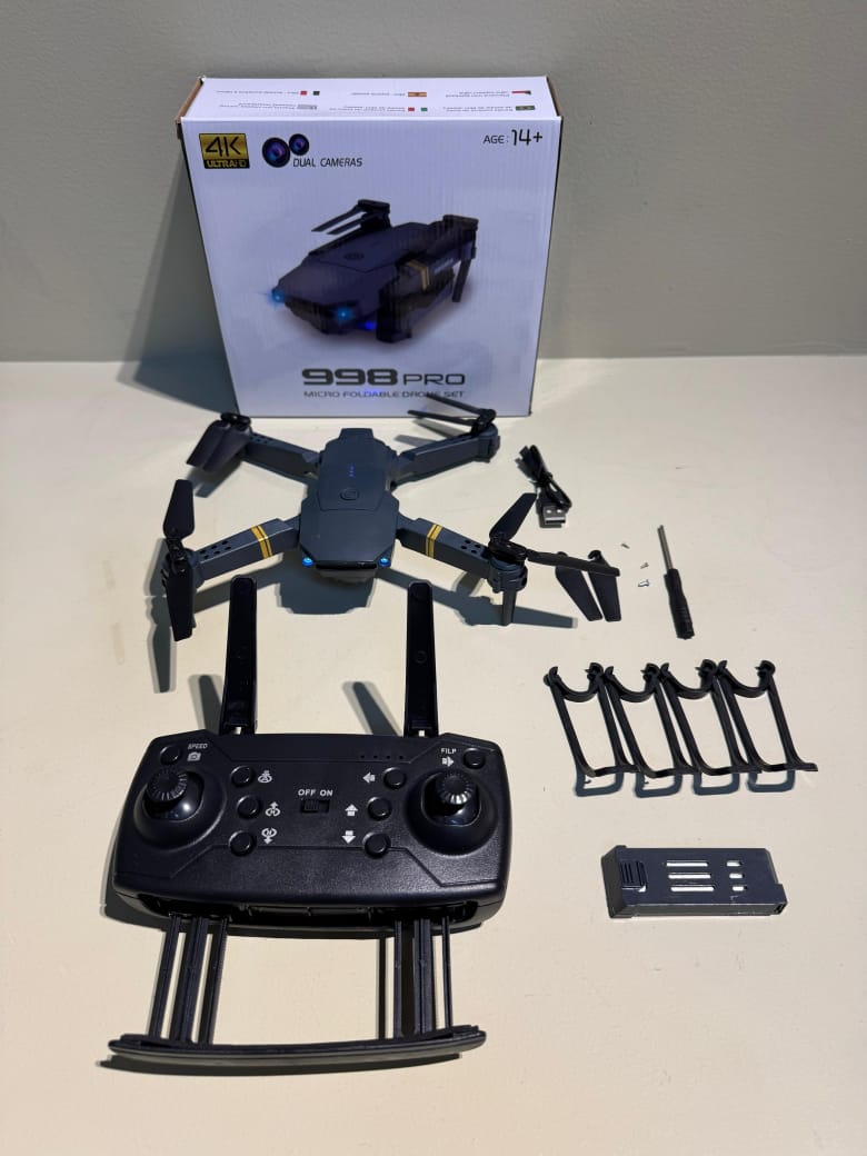 DRON 998 PRO 4K PLEGABLE CON CÁMARA DUAL Y TRANSMISIÓN EN VIVO